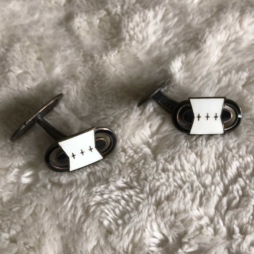 Vintage Art Deco Enamel Bronze Cufflinks